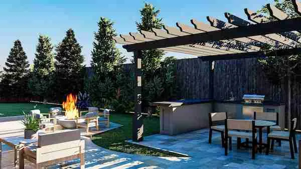 Outdoor Kitchen with Turf Borders