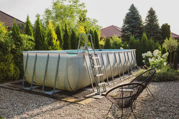 artificial grass around above ground pool